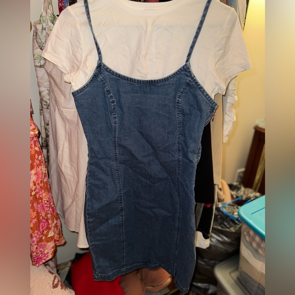 Blue Denim Spaghetti Strap Dress